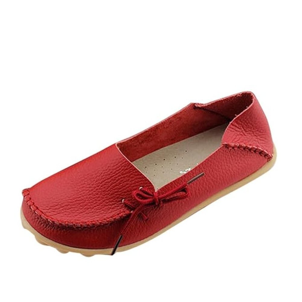 Red Real Leather Kunsto Loafers Driving Shoes | Size 9